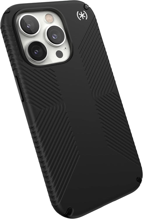 Speck Presidio2 14 Grip - Non-Slip iPhone Pro Case (Black/Black/White)