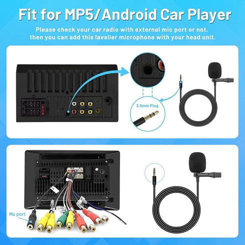 3.5mm External Microphone Assembly for Car Vehicle Head Unit, Bluetooth Enabled Audio Stereo Radio Receiver GPS DVD