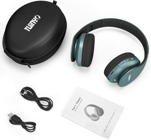 TUINYO Wireless Headphones Over Ear, Bluetooth Headset with Microphone, Foldable Stereo Wireless, Lightweight, Silver