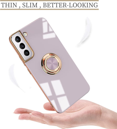 Tnarru Samsung Galaxy S22 Plus Case with Ring Holder Kickstand, Soft TPU Shockproof Electroplated Protective Case,