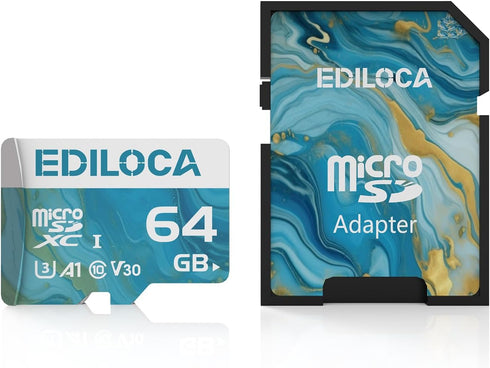 Ediloca 64GB Micro SD Card, Memory Card with SD Adapter, Read Speed up