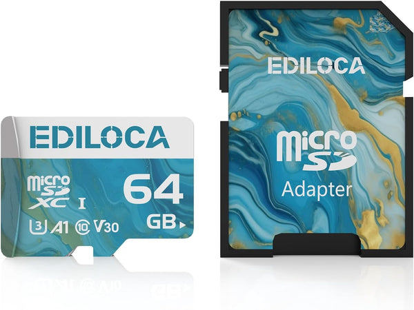Ediloca 64GB Micro SD Card, Memory Card with SD Adapter, Read Speed up