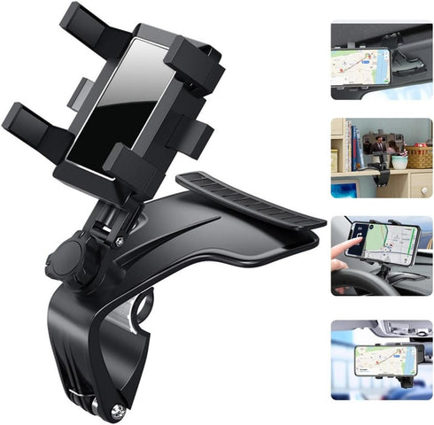 Multifunctional Car Phone Holder for Dashboard, Sun Visor, Rearview Mirror, 360° Rotatable and Retractable
