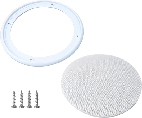 RDEXP 8 Inch DIY Car Audio Speaker Cover - Decorative Circle Metal Net Mesh Grille White 10.16 x 9.61 x 1.06