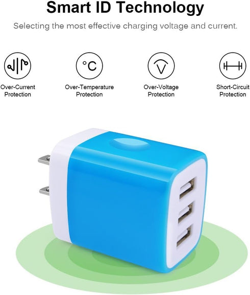 Sicodo USB Wall Charger, 2-Pack Universal 3.1A Quick Wall Plug Charger Cubes for iPhone and Samsung