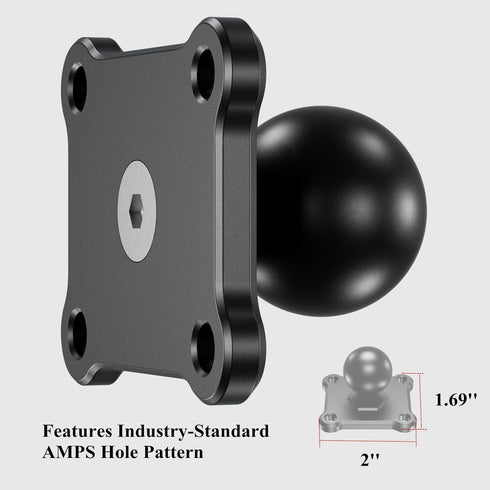 BRCOVAN 1'' Ball Mount Base with 4-Hole AMPS Square Plate & 1'' TPU Ball Adapter for RAM Mounts