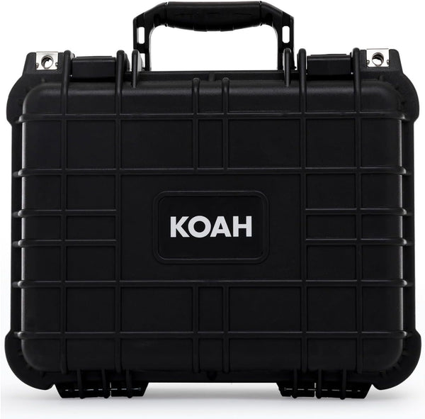 Koah Weatherproof Hard Case with Customizable Foam (13 x 11 x 6 Inch), Water and Shock Proof for Cameras, Drones