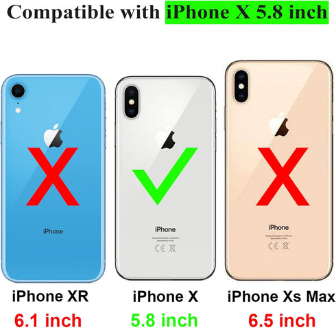SAMONPOW iPhone X/XS Case Wallet Card Holder, Heavy Duty Protection, Shockproof Soft Rubber Bumper Cover