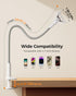SAIJI 4-7'' Gooseneck Phone Stand for Bed, Lazy Bracket Cell Phone Holder Long Arm Clip Clamp Mount for Filming