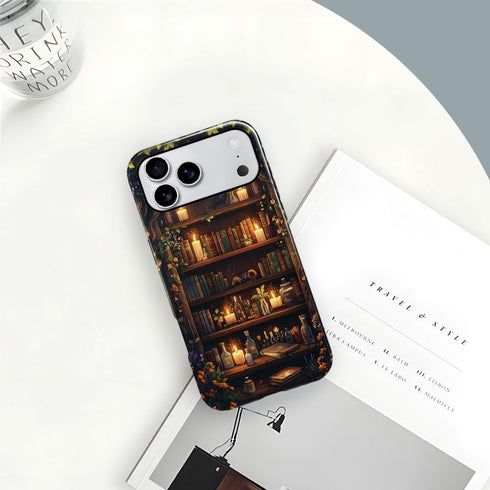 Generic 17 Case for iPhone Pro Max,Fits Glossy Case Design for Girl Women,Aesthetic Bird Bookshelf Lover