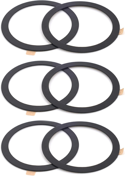 TENOC Universal Metal Ring Sticker, Compatible with Magsafe/Magnetic Charger for iPhone/Samsung/Android, 6 Pcs (Black)