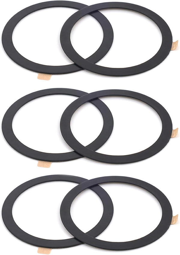 TENOC Universal Metal Ring Sticker, Compatible with Magsafe/Magnetic Charger for iPhone/Samsung/Android, 6 Pcs (Black)