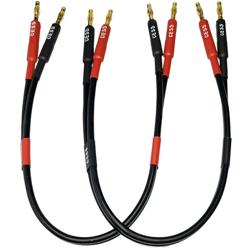 CESS-037-2f Banana Plug Male to Male Speaker Cable, 12 Gauge 680 Strand Count Silicone Soft Wire, 2 Feet