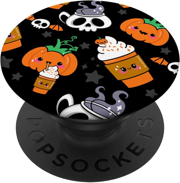 Halloween Kawaii Pumpkin Spice Skull Coffee Magical Latte - PopSockets Swappable PopGrip