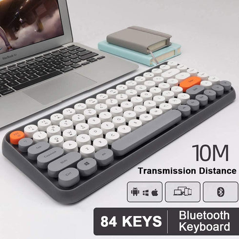 FELICON Wireless Bluetooth Keyboard, Portable Mini 84-Key Typewriter Keyboard for Android, iPad, Windows, Dark