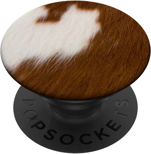 Cow Brown Lookalike Cowhide Skin Print Farm Animal PopSockets Swappable PopGrip