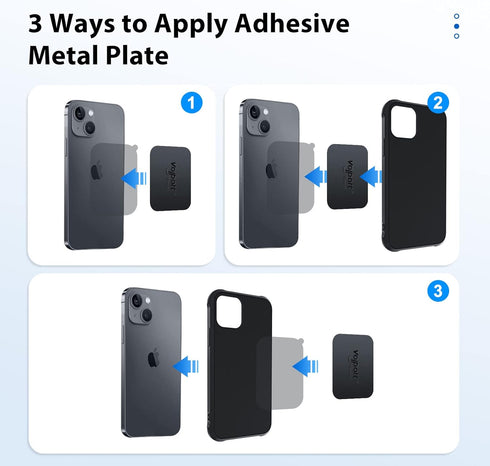 volport Rectangle Metal Plate for Phone Magnet, Magicplate Replacement Disc with 3M Adhesive Backing Sticker for