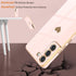 Teageo Light Pink Galaxy S22 5G Case for Women, Cute Love-Heart Luxury Bling Soft Back Cover with Camera Protection