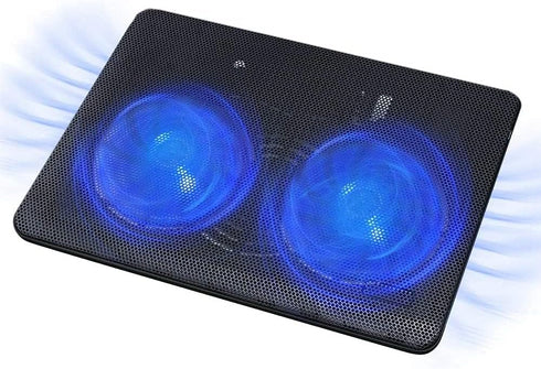 Laptop Cooling Pad with 2 Large Fans, Adjustable Stand, 2-in-1 USB Port, Blue LED Light, Compatible with 14-15 Inch