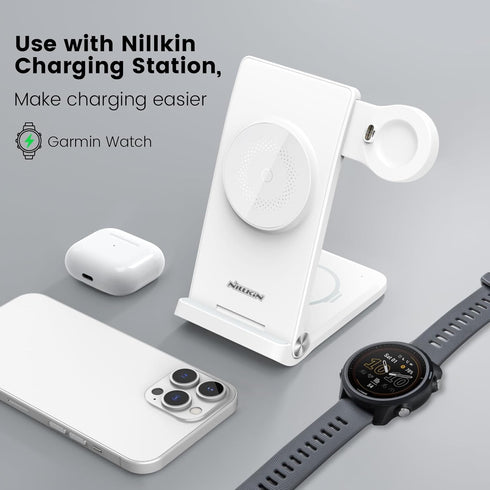 Nillkin Charger for Garmin Watch, Portable USB-C Wireless Charger, Travel Cordless Charging Module, White