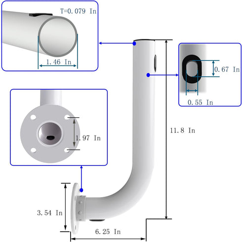 Sinsica Pole Mount for Outside Home Antenna Installation, Electronics Pole, 11.8 Inch Length