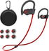 Red Bluetooth Headphones - Wireless Earbuds with Mic, 16H Playtime, IPX7 Waterproof, Stereo Sound for Sports & Workouts.