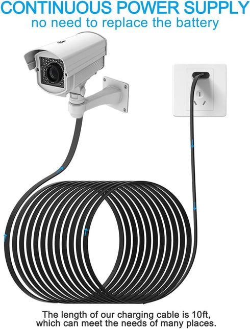 Power Extension Cable for Wyze Cam, WyzeCam Pan, Kasa Cam, Nest-Cam Indoor, 10Ft Flat Micro USB Charging Cord