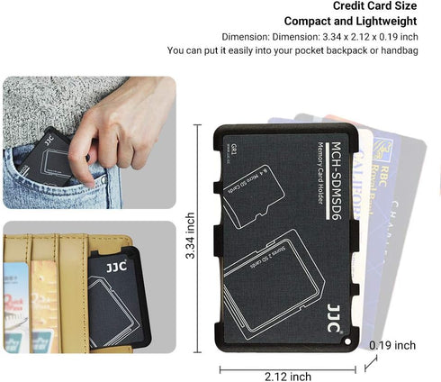 6 Slots SD Micro SD Card Case Storage Organizer, Ultra-Thin Lightweight Credit Card Size for 2 SD SDHC SDXC and 4 Micro