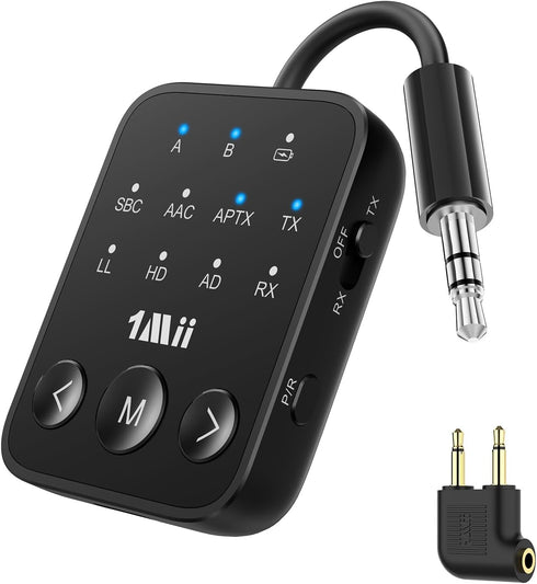 1Mii Bluetooth 5.3 Transmitter Receiver, Dual Link for 2 Headphones, aptX Adaptive/HD Low