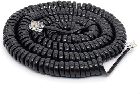 Telephone Handset Cord Detangler Cable, 2.64 to 22 Feet Uncoiled, Black, 2pcs Spiral Curly Cable Extension