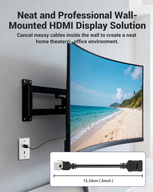 5-Pack 4K HDMI2.0 6 Inch VCE HDMI Keystone Jack, Female to Female HDMI Pigtail Cable Keystone Coupler for Keystone Wall