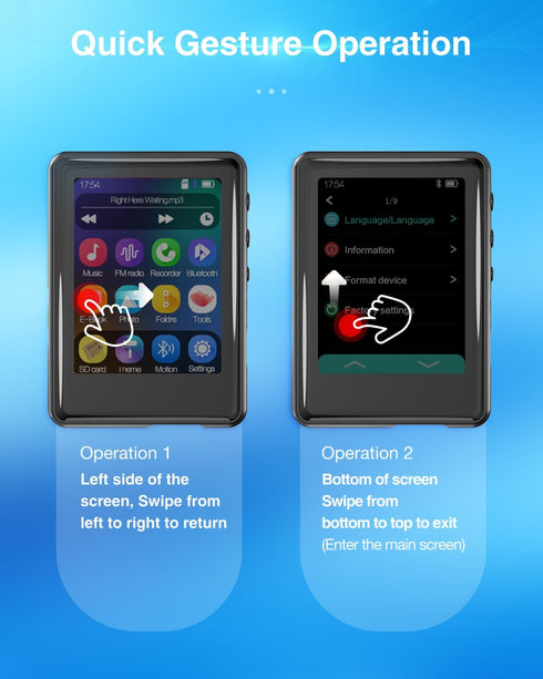 tokemisc 64GB MP3 5.3, Mp3 512GB Player with Bluetooth Full Touch Screen Music Player Built-in Speaker,FM Radio,Voice