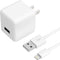 TALK WORKS 5' MFI Certified USB Lightning Cable for iPhone 14/13/12, AirPods, iPad - Wall Charger Adapter (White)