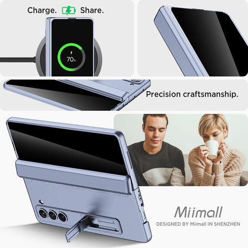 Samsung Galaxy Z Fold 5 Case by Miimall: Ice Blue, with Privacy Screen Protector, Kickstand & Magnetic Hinge Protection.
