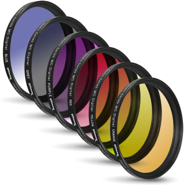 37MM Ultimaxx Professional Six Piece Gradual Color Filter Kit (Orange, Yellow, Blue, Purple, Red, Grey) for Camera
