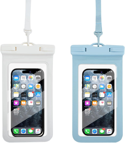 Waterproof Phone Pouch Floating, Transparent PVC, 2 Pack, Phone Protector for iPhone 15 14 13 12 11 Pro Max