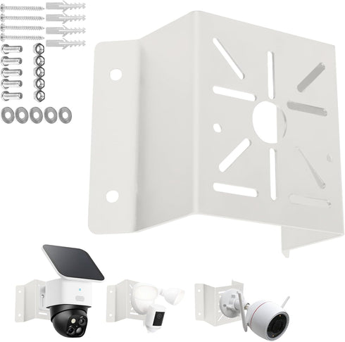 Exterior Wall Corner Mount Bracket for Surveillance Systems, Corner Holder for Security Cameras, White