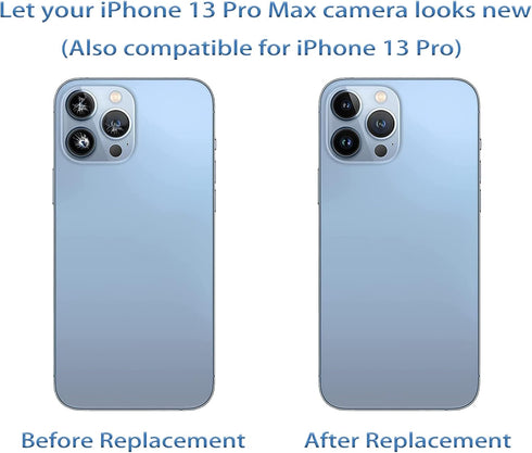 3pcs/Set Rear Camera Lens Covers for iPhone 13 Pro Max, Glass Replacement with Pre-Installed Adhesive + Repair Tool Kit