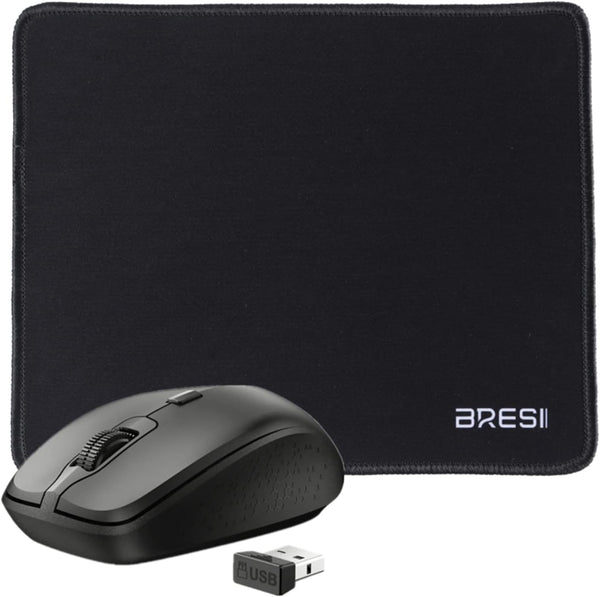 Ergonomic Bluetooth Mouse and Mouse Pad for Laptop, Silent with 3-Levels DPI, USB Nano Receiver for Android PC Notebook