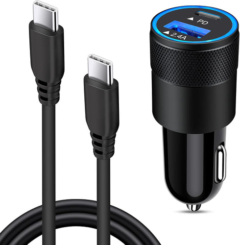 USB C Fast Car Charger for Samsung Galaxy S24 S23 Ultra S22 S21 S20 Plus A15 A52 A55 A54 F23 F52 Note 20, 30W 2 Port