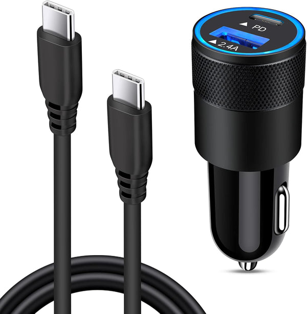 USB C Fast Car Charger for Samsung Galaxy S24 S23 Ultra S22 S21 S20 Plus A15 A52 A55 A54 F23 F52 Note 20, 30W 2 Port