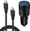 USB C Fast Car Charger for Samsung Galaxy S24 S23 Ultra S22 S21 S20 Plus A15 A52 A55 A54 F23 F52 Note 20, 30W 2 Port