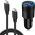 USB C Fast Car Charger for Samsung Galaxy S24 S23 Ultra S22 S21 S20 Plus A15 A52 A55 A54 F23 F52 Note 20, 30W 2 Port