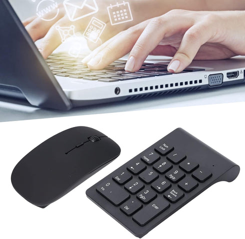 SUNGOOYUE Number Pad, Plug and Play 2.4GHz Wireless Technology, 1200 DPI Mouse Combo, Black