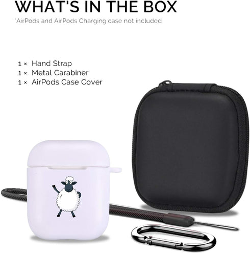 MAYCARI Cute Sheep AirPods Case with Keychain, Soft TPU Cover Compatible with Apple AirPods (White)