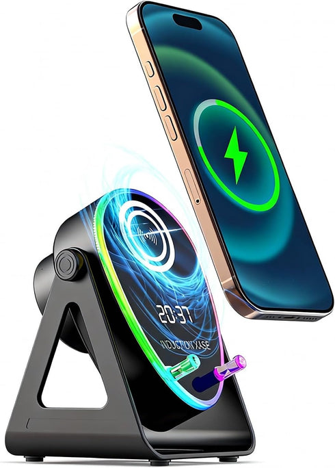Hounyoln 5 in 1 Induction Bluetooth Speaker with Phone Stand, 1800mAh RGB Lighting