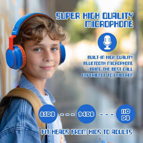 Kids Bluetooth Headphones 5.3, Wireless 60H Play Time, Volume Limited 85/110dB Over Ear Foldable Headset for Travel