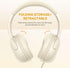 LORELEI E5 Foldable Wired Headphones for Kids - Tangle-Free 3.5mm Jack Stereo On-Ear Headsets (Beige White)