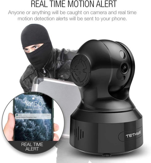 TETHYS Wireless Security Camera 1080P Indoor, Pan/Tilt WiFi Smart IP Camera with Night Vision and Motion Detection