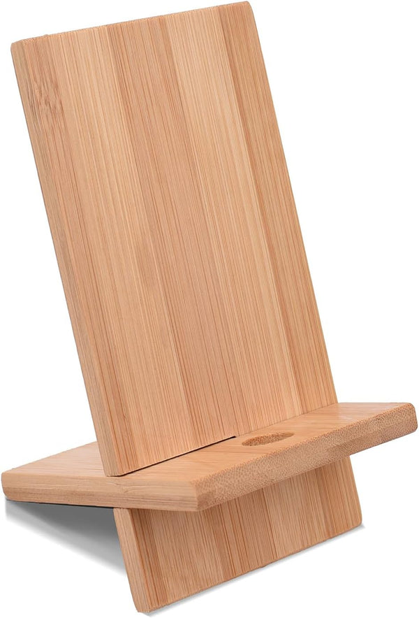Japanese Style Mobile Stand, Bamboo Wood Cellphone Holder Desktop Organizer Charging Station for All Smartphones Tablets